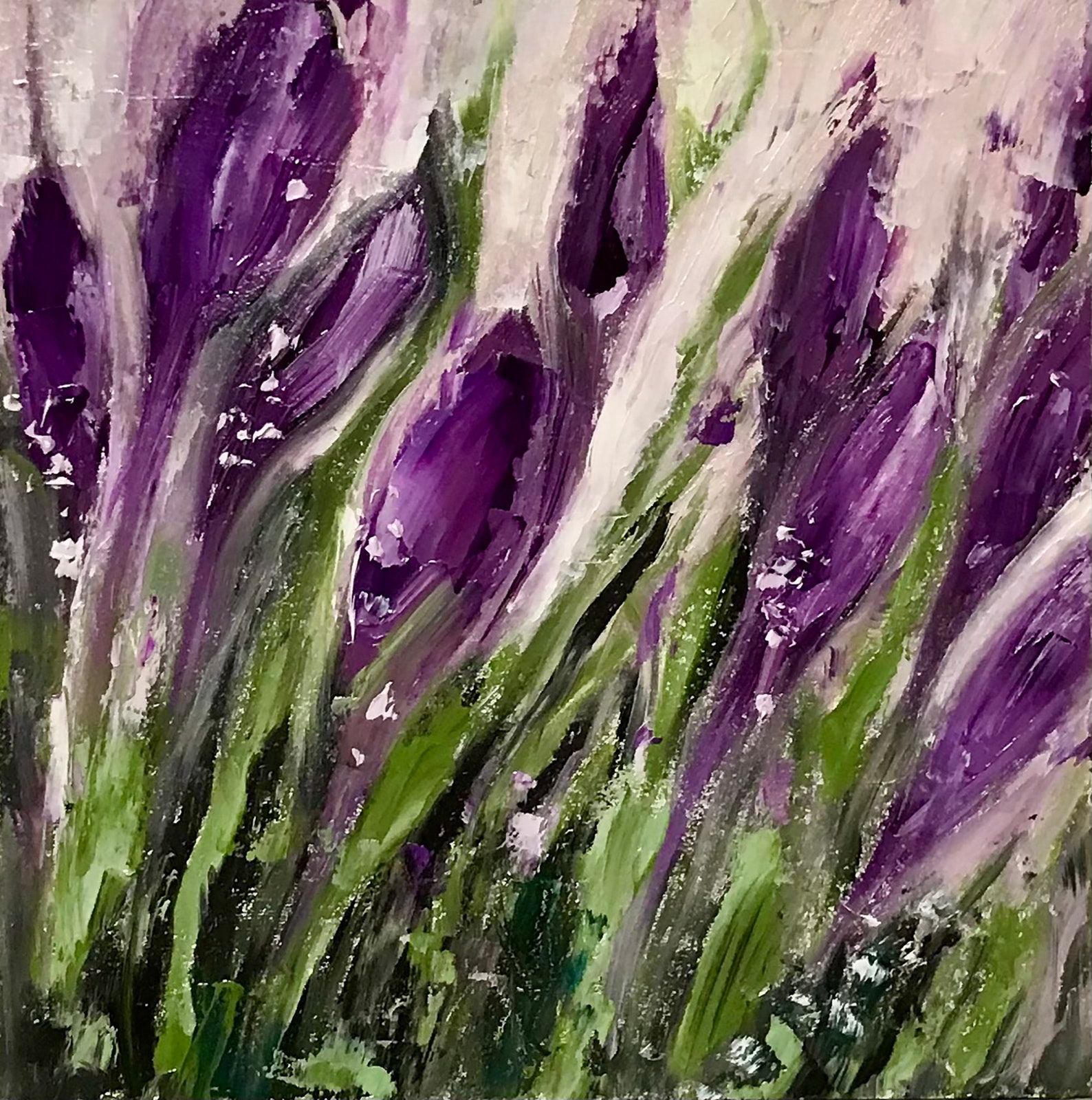 Violet flower painting Original oil artwork Spring flower art Etsy