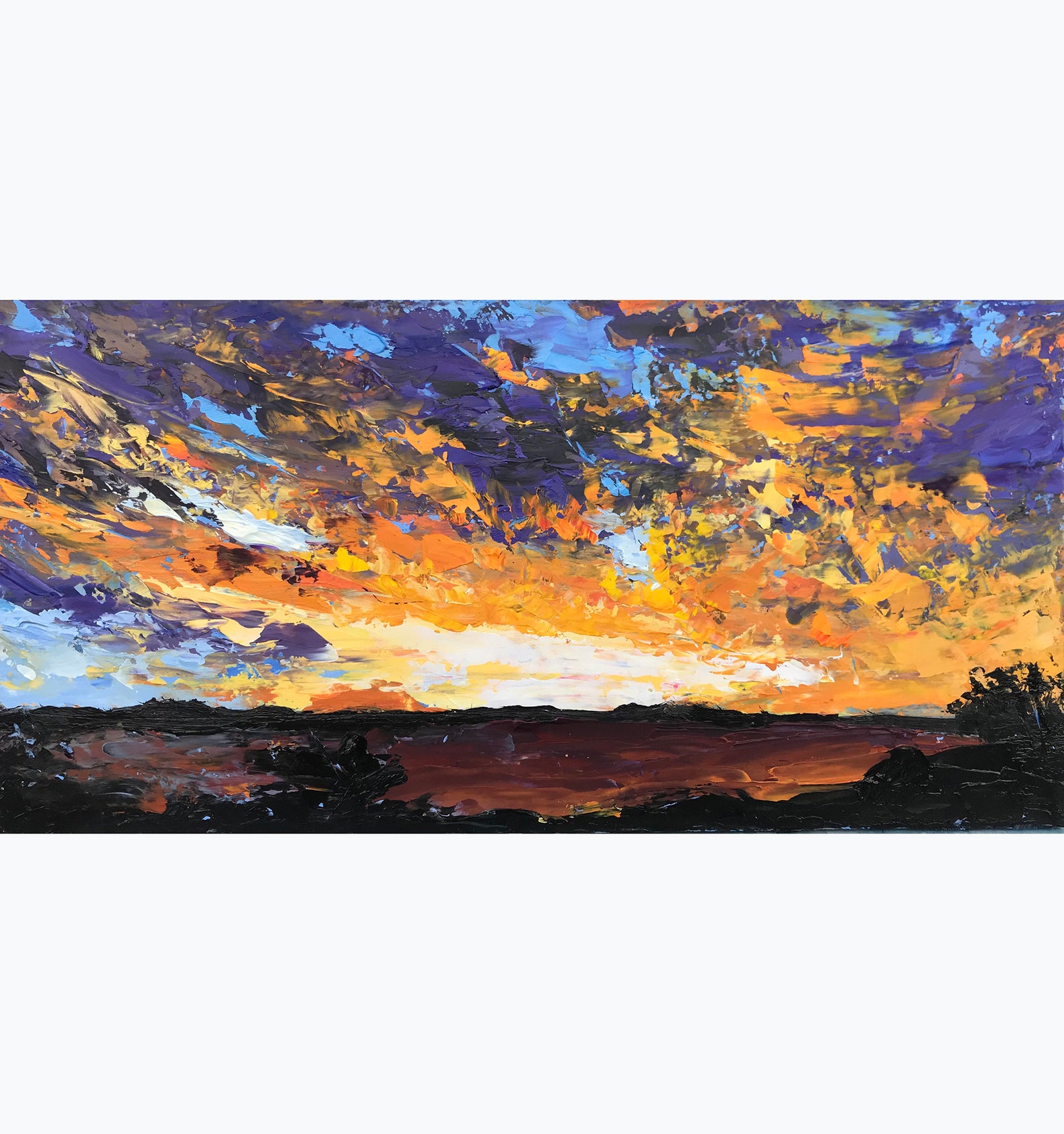 Clouds oil painting original Sunset sunrise artwork Landscape Etsy