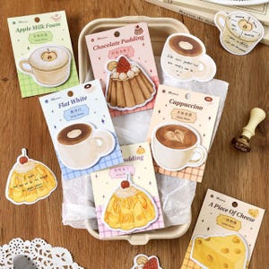 Serie di note adesive per la consegna di dessert - Blocchi promemoria carini a tema dessert per studenti e diari/ 30P/ 6 design