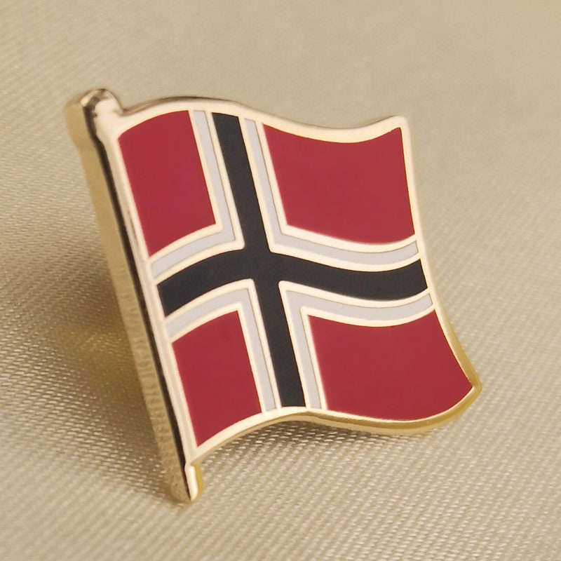 Country of Norway Double Flag Lapel Pin with USA Flag 