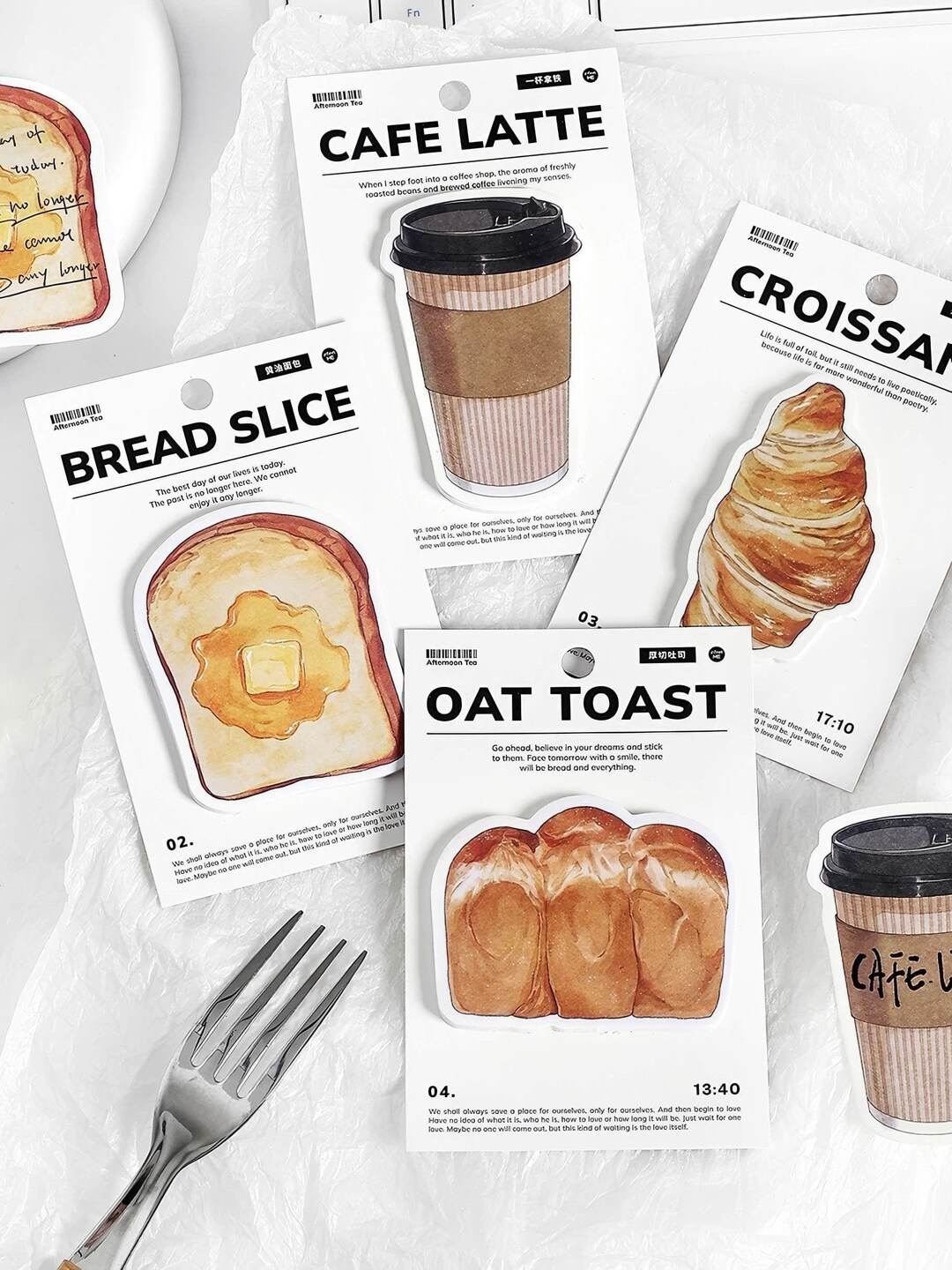 Sticky Beautful Design Aesthetic Tearable Sticky Notes | Bread, Coffee, and Good Weather ...