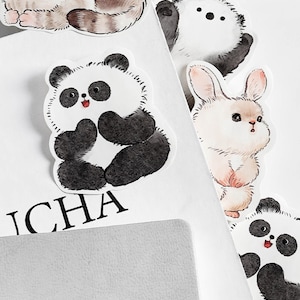 Plaknotities schattige dieren | Ontwerpen cartoonpanda, kat, konijn en otter | 30 vellen per blok | Perfect voor dagboeken en memo's