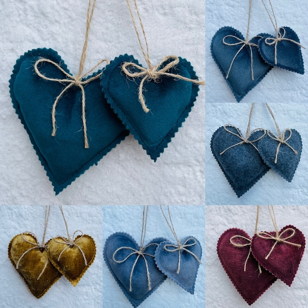 Hanging Hearts set of 2 Handmade Velvet Hearts Home Decor Home Accents Countrystyle