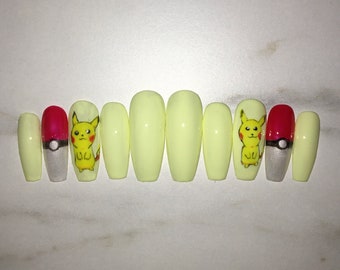 Pikachu press on nails