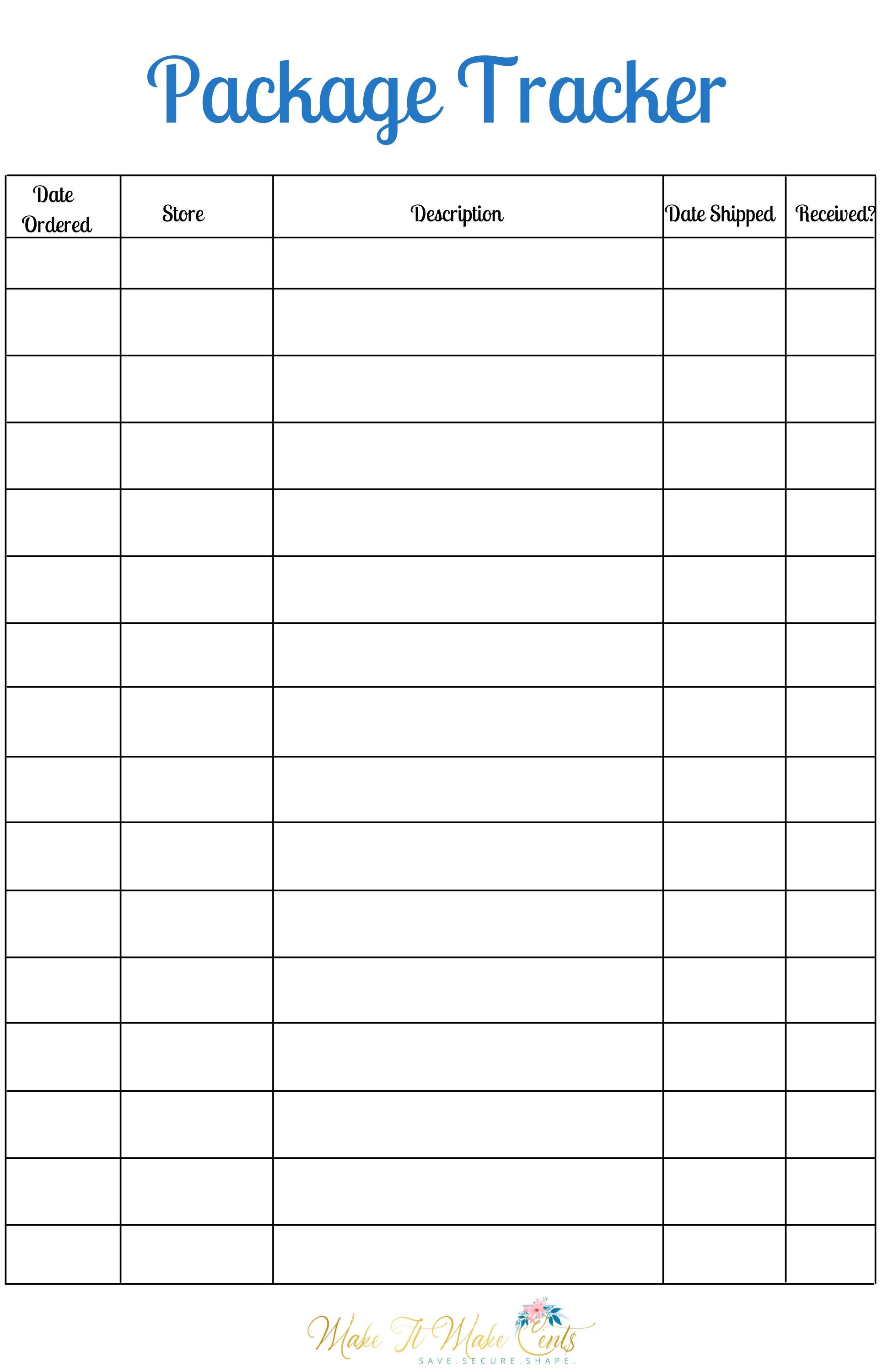 Package Tracker Printable Etsy