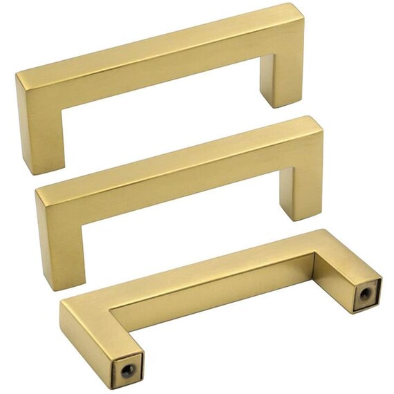 Drawer Pulls Brushed Brass Handles Dresser Drawer Etsy