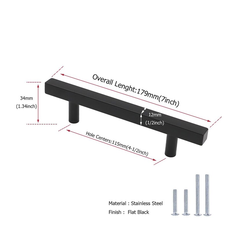 Dresser Pulls Hole Center 4-1/2 Inch115mm Black Drawer - Etsy