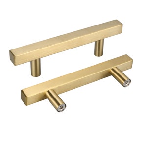 3 Inch Cabinet Pulls Brushed Brass Modern Cabinet Handes Etsy