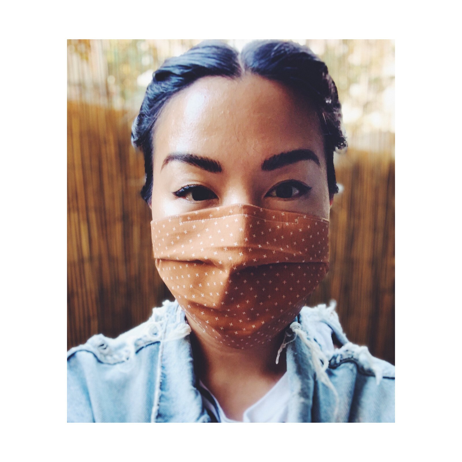 Tan with White face mask. Cotton Face Mask with Nose Etsy