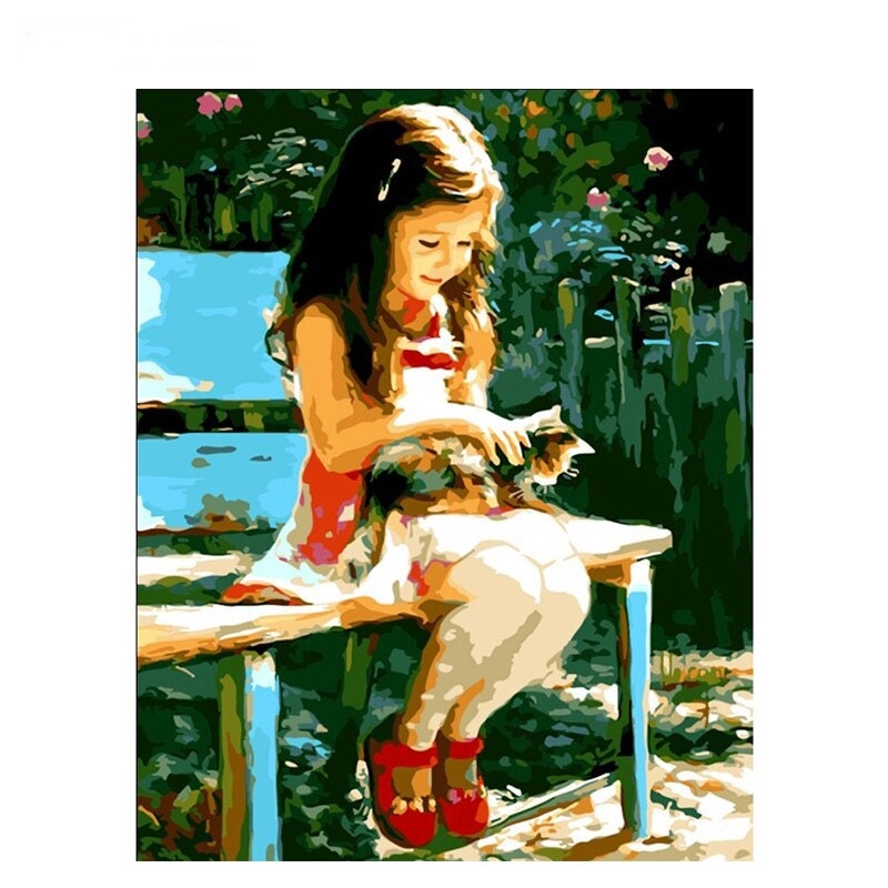 Adorable Girl Paint By Number Kit DIY Painting Kit Painting Etsy