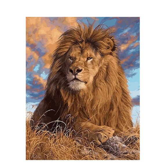 Lion Paint By Number Kit DIY Painting Kit Painting On Etsy