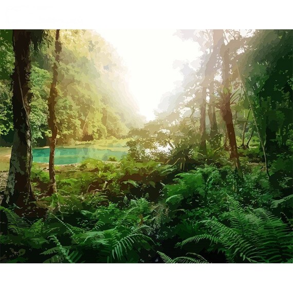 Rainforest Paint By Number Kit DIY Painting Kit Painting On Etsy