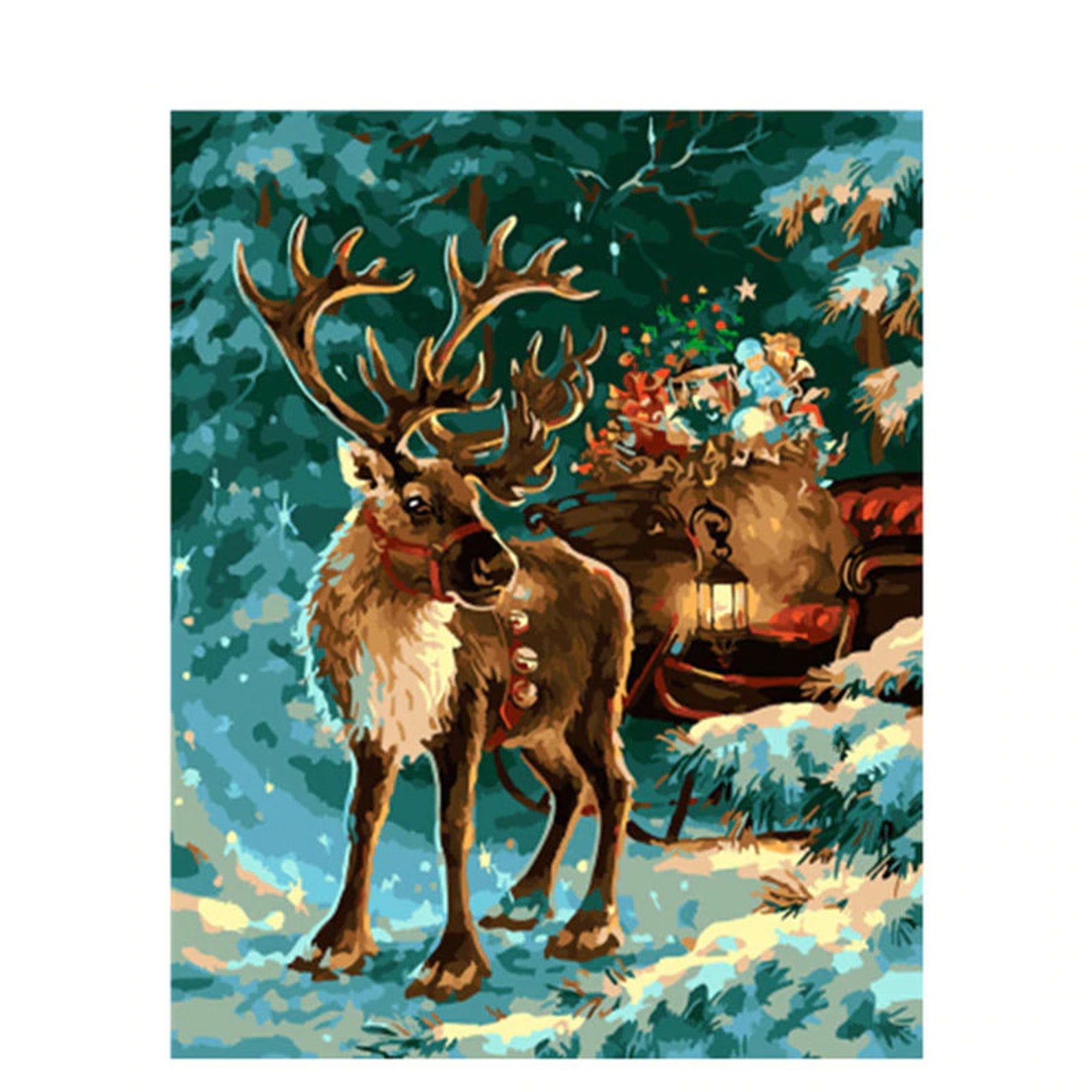 Christmas Reindeer Paint By Number Kit DIY Painting Kit Etsy