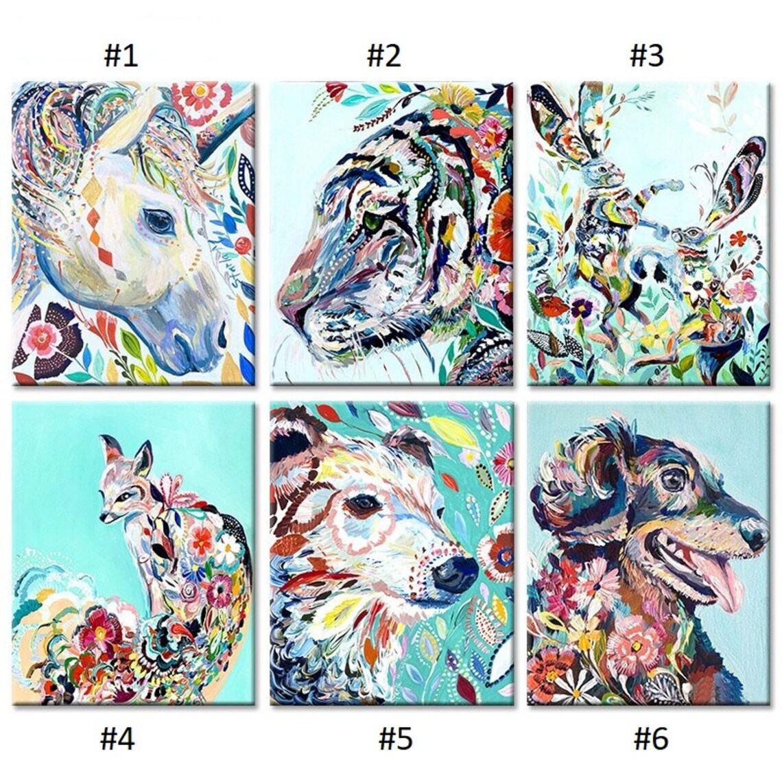 Animal Paint by Number Kit DIY Painting Kit Painting on | Etsy