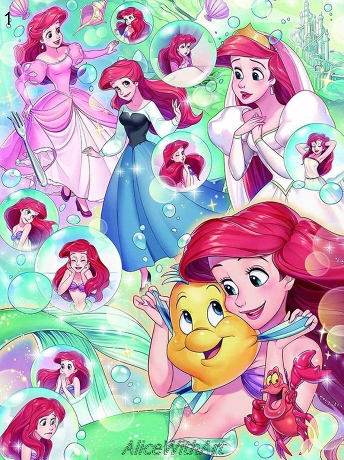 5D DIY Diamond Painting Kit Cartoon Disney Princess Diamond | Etsy