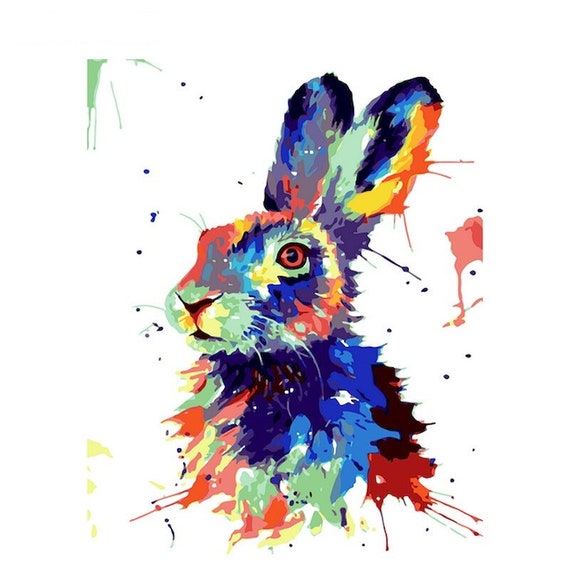 Rabbit Paint by Number kit Home Decoration Color by Number Etsy