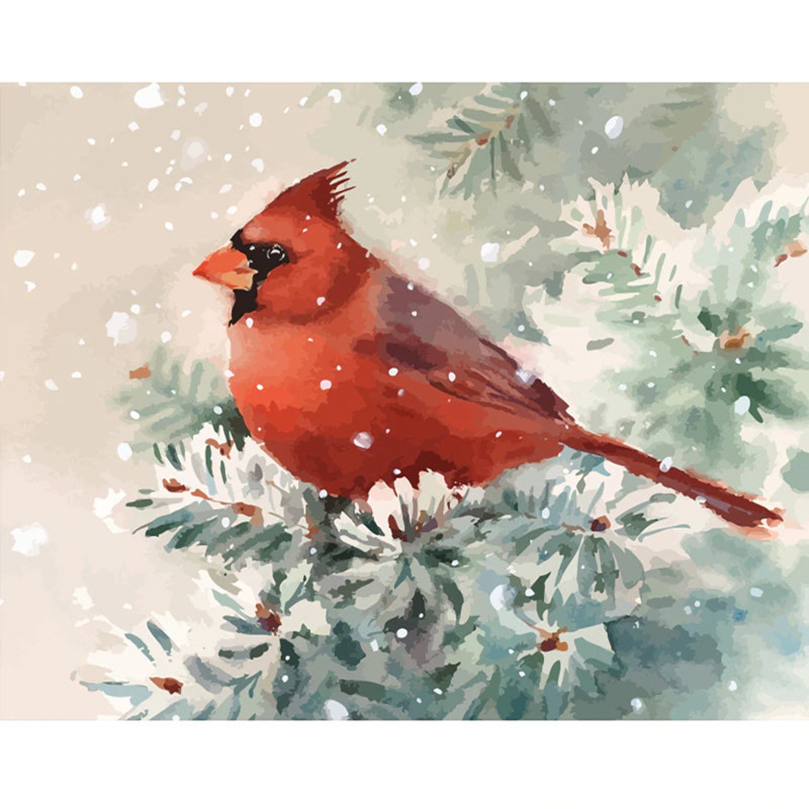 Cardinal Bird Paint By Number Kit DIY Painting Kit Painting Etsy
