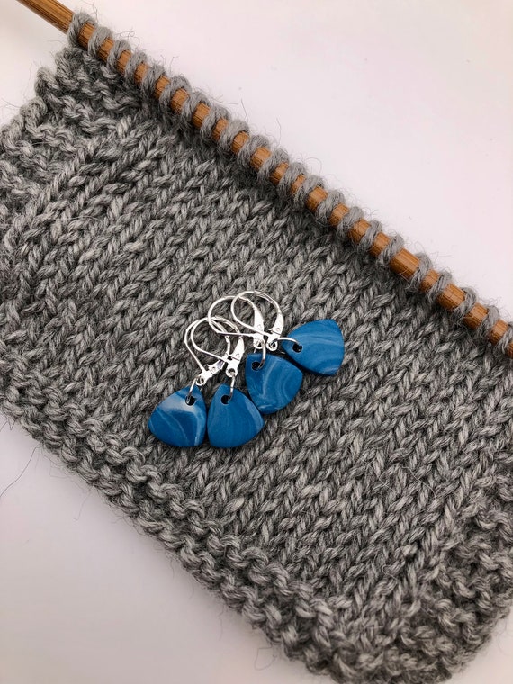 Polymer Clay Stitch Markers for Knitting and Crochet. Progress Keeper.  Lever Back Clasp. Ideal Handmade Gift for Knitters. Set of 4 