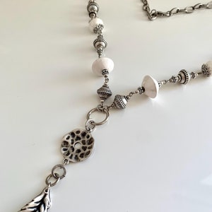 Antieke zilveren bladhangerketting: boho-goth gelaagde sieraden