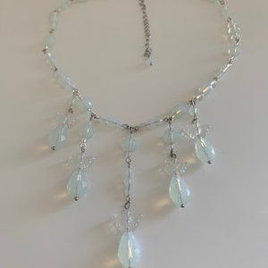 Beaded Opal Butterfly Bib Necklace: Fairycore Cottagecore Collar image 3
