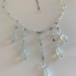 Beaded Opal Butterfly Bib Necklace: Fairycore Cottagecore Collar image 4