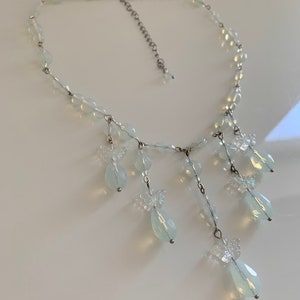 Beaded Opal Butterfly Bib Necklace: Fairycore Cottagecore Collar image 2