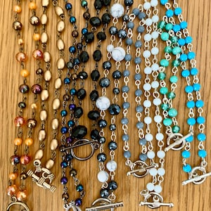 Rosary Style Necklace, Handcrafted Beaded Necklace, Boho style Versatile Layering Jewelry