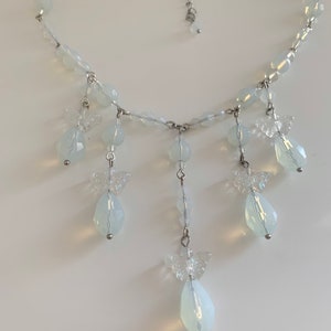 Beaded Opal Butterfly Bib Necklace: Fairycore Cottagecore Collar image 5
