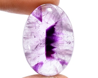 Natural Trapiche Amethyst 22 Cts. Oval Shape Unique Star Chevron Amethyst Cabochon Gemstone, Crystal Star Amethyst For Jewelry Making