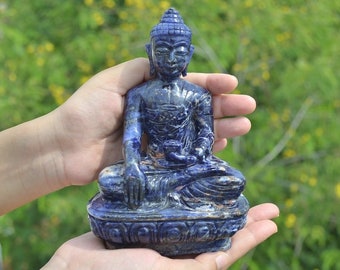 Sodalite Buddha | 1.15kg/ 2.53lb Buddha Hand Carved in Sodalite | Buddha Carving