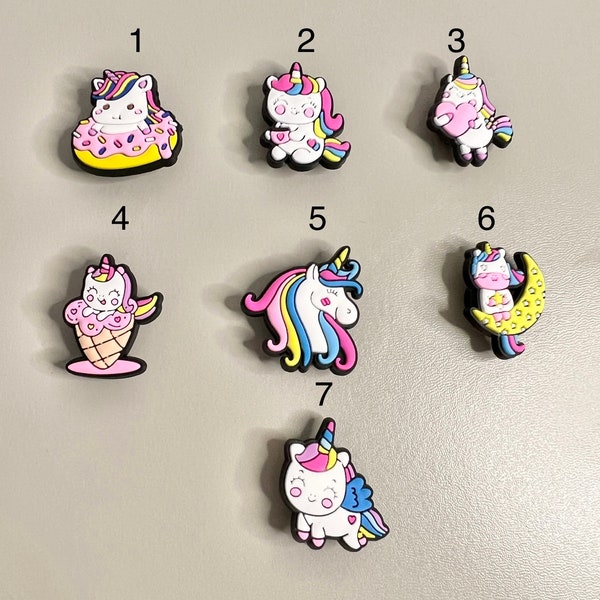 7 pcs Unicorn Croc Charms Set  | Decorative Shoe Charm for Crocs |Fashionable |Gift for her| Croc Clog Shoe Charm | Cool Kids Charm