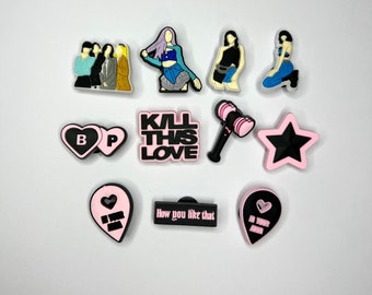 K-Pop Girl Group Clog Charm | Pink and Black Shoe Charms | Kill this love | In your area | How you like that