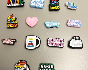 Shoe Charm Pin Badge Cute Charms Popular Phrases Living My Best Life , Good Vibes , Keep it Weird, BFF, Out of Office