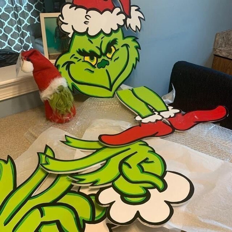 Grinch Christmas Tree Topper Decoration Grinch Head Arms Etsy