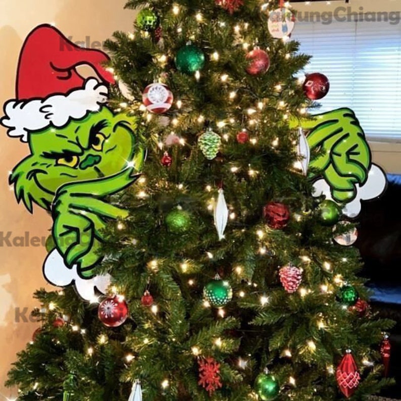 Grinch Christmas Tree Topper Decoration Grinch Head Arms Etsy