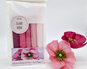 Island poppy made from crepe paper in a DIY kit / Craft kit for 8 flowers / Island poppy made out of crepe paper in a DIY kit