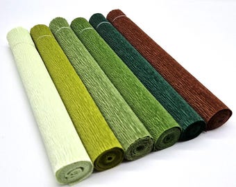 Crepe paper Florist Superior 180g by Cartotecnica Rossi, 6x75cmx25cm, Green Brown Turquoise Blue