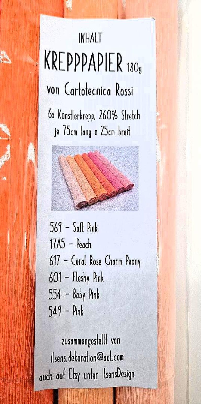 Crepe paper Florist Superior 180g from Cartotecnica Rossi, 6x75cmx25cm, pink peach image 5