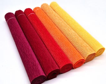 Crepe paper Florist Superior 180g from Cartotecnica Rossi, 6x75cmx25cm, red orange yellow