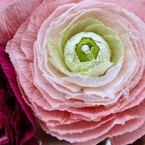 Ranunculus made of crepe paper in a DIY kit / craft package for 8 flowers image 8