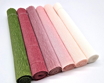 Crepe paper Florist Superior 180g by Cartotecnica Rossi, 6x75cmx25cm, antique rose, green, white