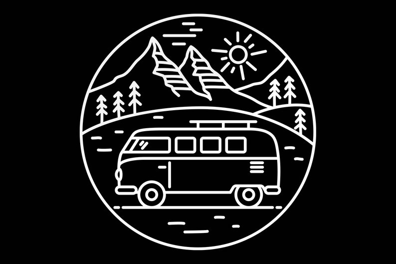 Bulli Camper Aufkleber Autoaufkleber Bus Travel Wohnmobil Berge Sticker Decal Bild 7