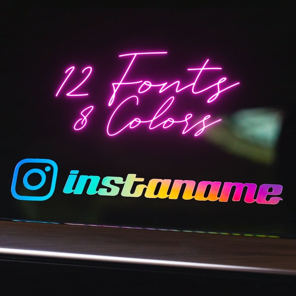 2x Instagram Namen Aufkleber, Instagram Auto Aufkleber, Hologramm Aufkleber, Tuning JDM Sticker, Instagram Sticker, Aufkleber Wunschtext