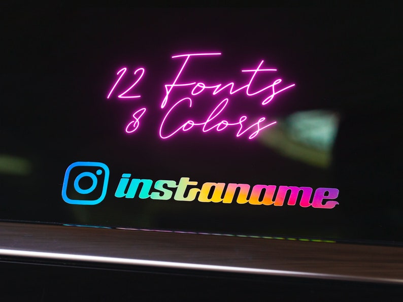 2x Instagram Namen Aufkleber, Instagram Auto Aufkleber, Hologramm Aufkleber, Tuning JDM Sticker, Instagram Sticker, Aufkleber Wunschtext Bild 1