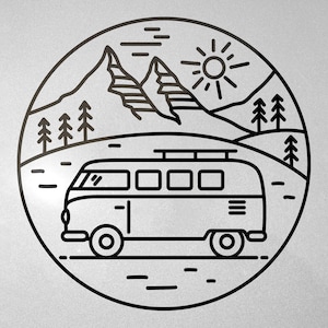 Bulli Camper Aufkleber Autoaufkleber Bus Travel Wohnmobil Berge Sticker Decal Bild 5