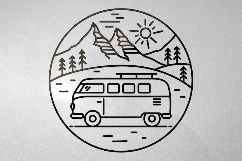 Bulli Camper Aufkleber Autoaufkleber Bus Travel Wohnmobil Berge Sticker Decal Bild 5