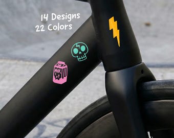 Bike Stickers Waterproof Vinyl Decals for Gravel Bike Road Bike MTB Cute Spooky Doodle Skull Ghost Witch 14 Designs Choice