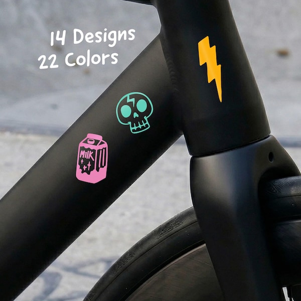 Bike Stickers Waterproof Vinyl Decals for Gravel Bike Road Bike MTB Cute Spooky Doodle Skull Ghost Witch 14 Designs Choice