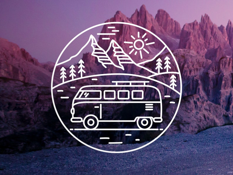 Bulli Camper Sticker Car Sticker Bus Travel Motorhome Mountains Sticker Decal image 1