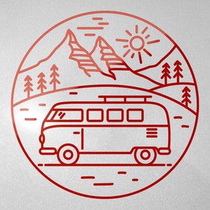 Bulli Camper Aufkleber Autoaufkleber Bus Travel Wohnmobil Berge Sticker Decal Bild 6